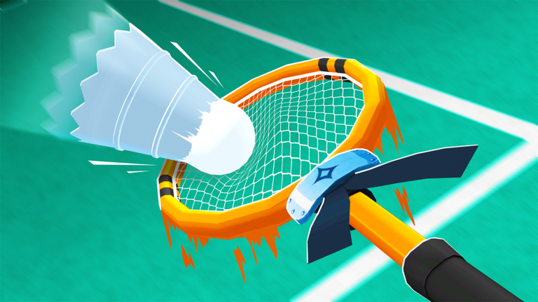 Racket Rivals gameplay artwork of a racket meeting a shuttlecock